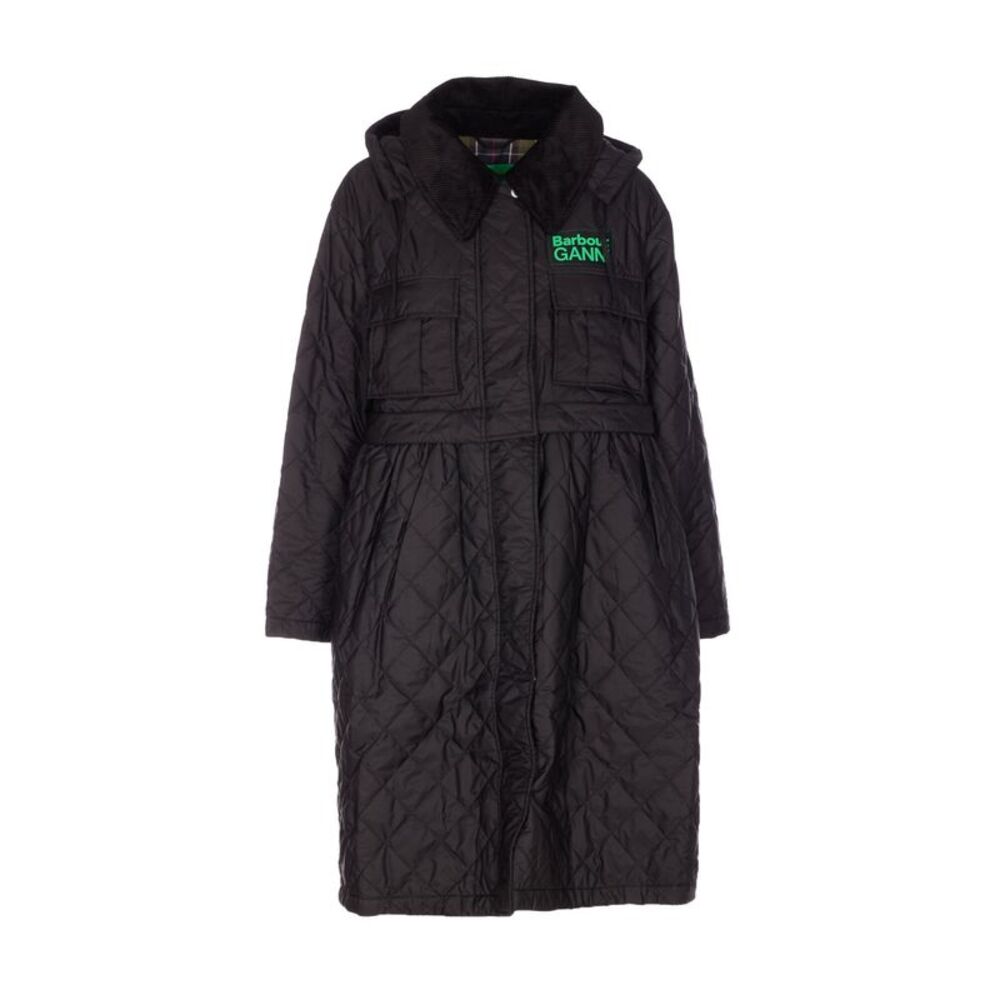 Barbour X Ganni Women Peplum Quilted Long Jacket